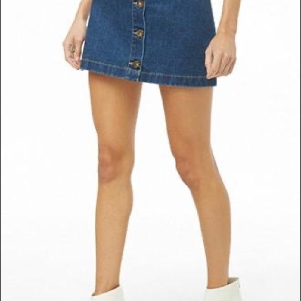 dark denim button up skirt